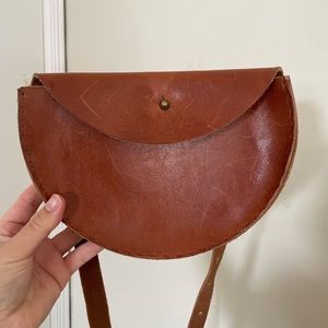 Leather half moon Fanny cross body bag
